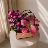 Exotic Pink Lily & Purple Orchid Premium Gift Bag – photo 3