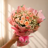 Peachy Bloom Mini Rose Bouquet – photo 1