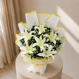 Purest Affection White Lily and Baby's Breath Standing Bouquet – photo 4