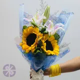 Sunflower & Lily Hand Bouquet - Bright & Cheerful Gift – photo 2